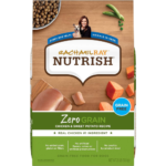 "Empaque de Rachael Ray Nutrish Zero Grain para perros, fórmula sin granos con pollo y batata."